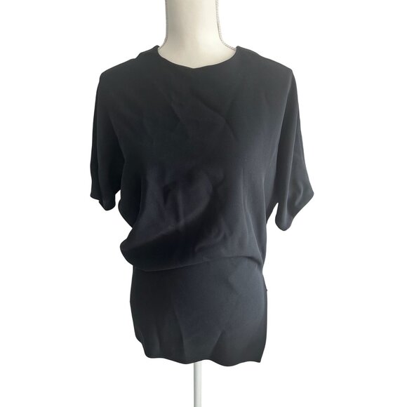 NARCISO RODRIGUEZ Black Silk Blend Ruched Top Size 38 - Picture 1 of 6